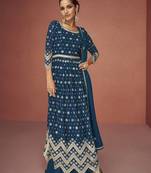 Teal Embroidered Traditional Salwar Kameez