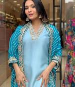 Viscose Silk Blend Fabric Sequence Embroidered Work Straight Cut Kurta, Pant and Dupatta Set