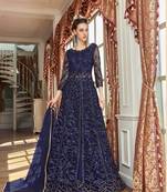 Navy Blue Wedding Net Anarkali Salwar Kameez