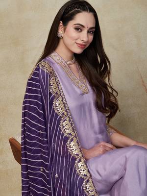Viscose Silk Blend Sequence Embroidered Work Straight Cut Kurta Pant and Dupatta Set 5