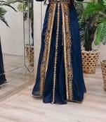 Blue Georgette Beads and Zari Work Wedding Kaftan Dress