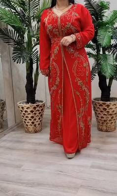 Red Handcrafted Zari work Stitched Georgette Kaftan Party Dress 1