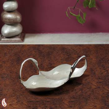 Twin Swan Multi Utility Bowl With Enamel Work And Silver Plating 2