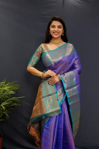 Bluejaccaurd work kanjivaram silk saree with blouse