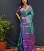 Green jaccaurd work kanjivaram silk saree with blouse