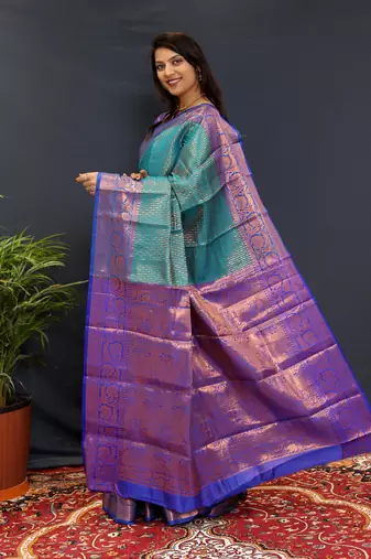 Green jaccaurd work kanjivaram silk saree with blouse