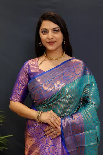 Green jaccaurd work kanjivaram silk saree with blouse