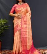 Creamjaccaurd work kanjivaram silk saree with blouse