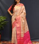 Off whight jaccaurd work kanjivaram silk saree with blouse