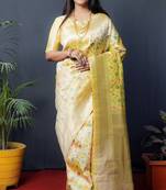 YELLOW Fresh Designer Banarasi SILK Saree With Silk Blouse