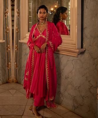 Hina pink anarkali set 1