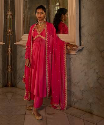 Hina pink anarkali set 2