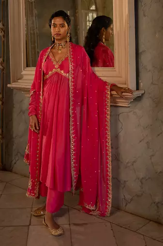 Hina pink anarkali set