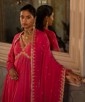 Hina pink anarkali set 4