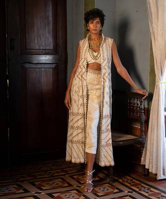 Ira ivory jacket pant set 1