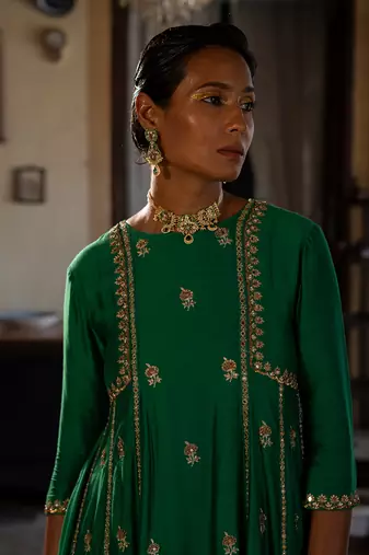 Punya emerald green kurta set