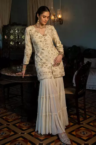 Amara jacquard sharara set