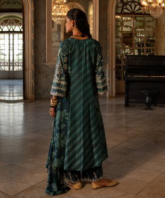 Nigam teal blue printed kurta set 3
