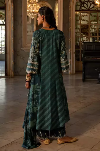Nigam teal blue printed kurta set