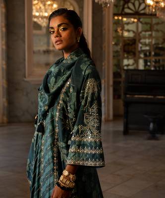 Nigam teal blue printed kurta set 5