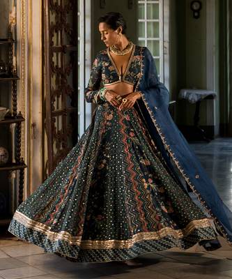 Kawaish Navy Blue Lehenga Set 3