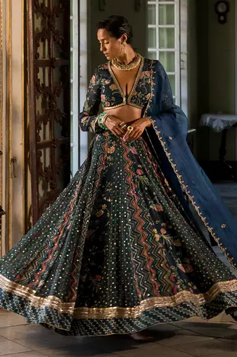 Kawaish Navy Blue Lehenga Set