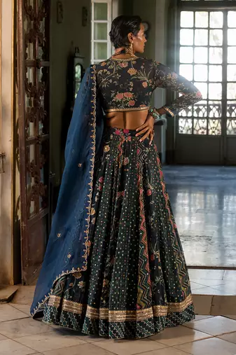 Kawaish Navy Blue Lehenga Set