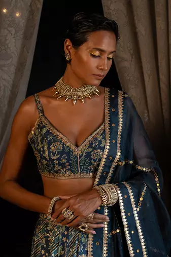 Eila Blue Lehenga Set