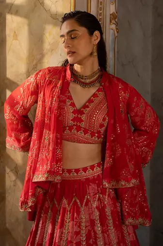 Eyana Red Lehenga Set