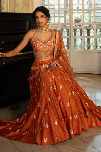 Ahana Orange Lehenga Set
