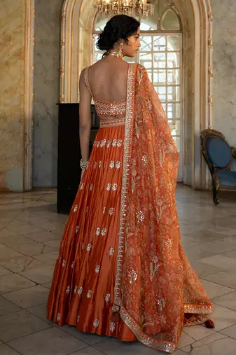 Ahana Orange Lehenga Set