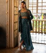 Zoha Teal Jacket Set