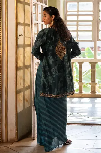Zoha Teal Jacket Set