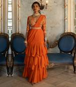 Amayra Orange Layered Saree Set