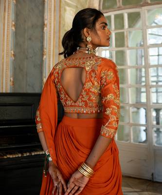 Amayra Orange Layered Saree Set 4