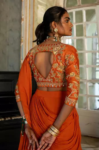 Amayra Orange Layered Saree Set
