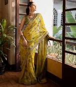 Trisha Yellow Mint Saree Set
