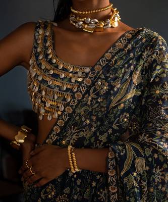 Kaira Navy Blue Saree Set 3