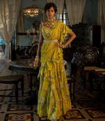 Safiya Yellow Ruffle Saree Set