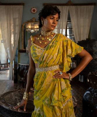 Safiya Yellow Ruffle Saree Set 2