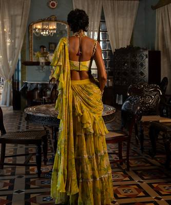 Safiya Yellow Ruffle Saree Set 3