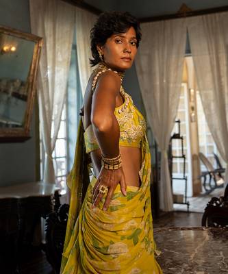 Safiya Yellow Ruffle Saree Set 4