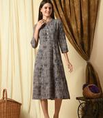Grey geometric printed work rayon a-line kurta