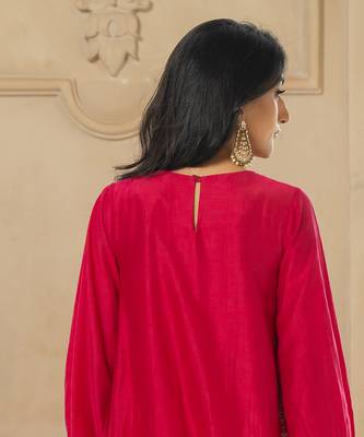 Rani pink silk kurta pant set 4