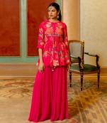 Pink georgette peplum set