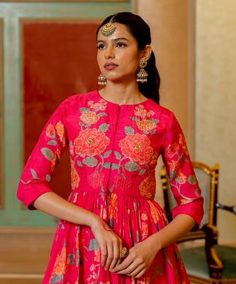 Pink georgette peplum set 4