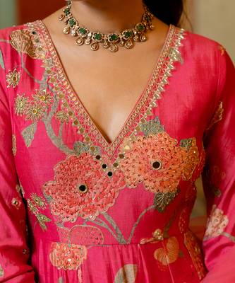 Pink silk anarkali set 3
