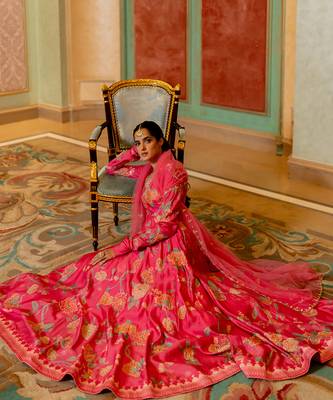 Pink silk anarkali set 5