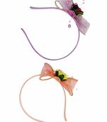 Ribbon Pink & Lavender With Floral Hairband Set of 2