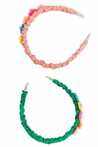 Cute Floral Peach & Green Hairband Set of 2